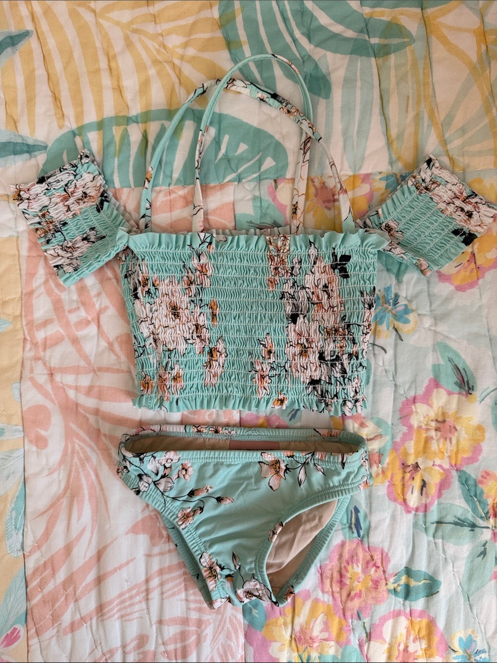 Pilyq Floral Smocked One-Piece with Sleeves
